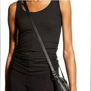 CAPSULE 121 "Bopp" tank top in rib-knit with side-seam ruching Black Size Small